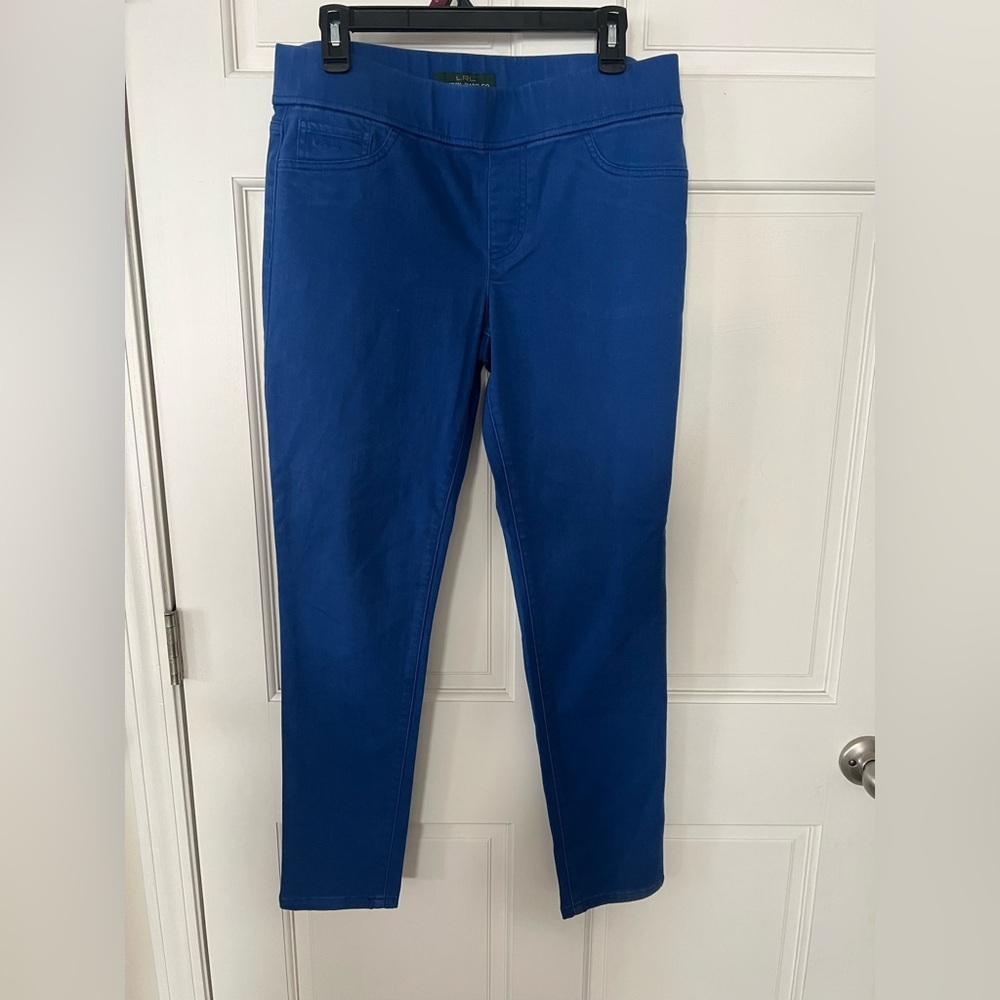 LAUREN Ralph Lauren Blue Saturn Wash Modern Straight Cropped Jeans Size 10